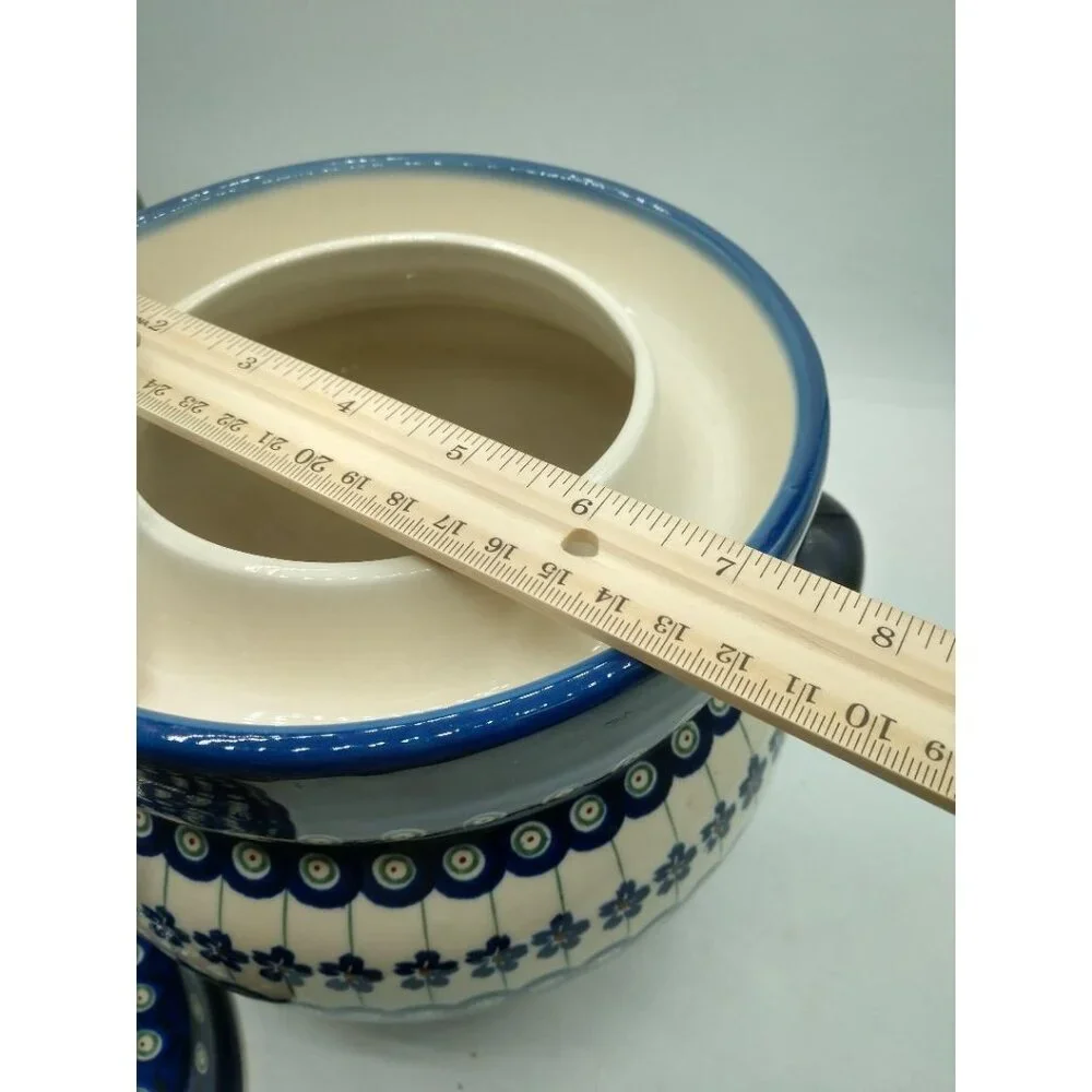 Handmade Polish Pottery Fermenting Crock With Lid & Handles - Boleslawiec U4 - B